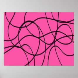 Black on Pink Ribbon Art  ポスター