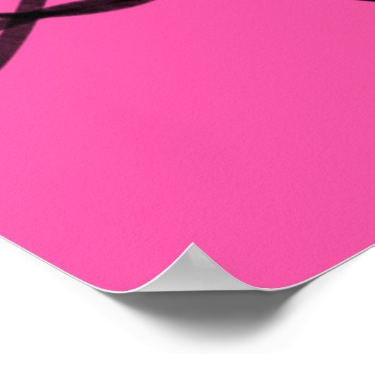 Black on Pink Ribbon Art ポスター (角)