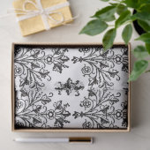 Black on White Elegant Floral Damask 薄葉紙 (ギフト)