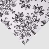 Black on White Elegant Floral Damask 薄葉紙 (詳細)