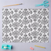 Black on White Elegant Floral Damask 薄葉紙 (クラフト)