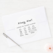 Black on White Food Safety Algleaseアラート ラウンドシール (封筒)