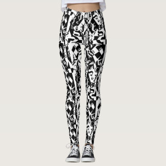 black on white on black leggings レギンス