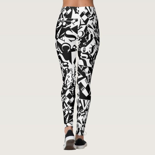 black on white on black leggings レギンス (裏面)