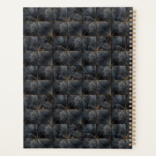 Black Onyx Tiled Pattern Name Monogram プランナー手帳 (裏面)