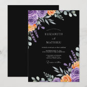 Black Opulent Autumnal Wedding 招待状 (正面/裏面)