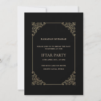 Black Opulent Baroque Frame Script Iftar Party 招待状