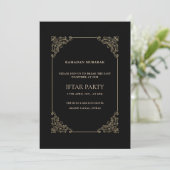 Black Opulent Baroque Frame Script Iftar Party 招待状 (スタンド正面)