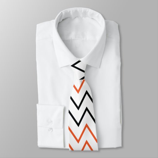 Black Orange Chevron Zigzag ネクタイ (タイ)