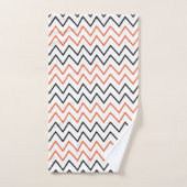 Black Orange Chevron Zigzag バスタオルセット (ハンドタオル)