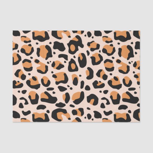 Black Orange Funky Leopard Print Decoupage 薄葉紙 (正面)