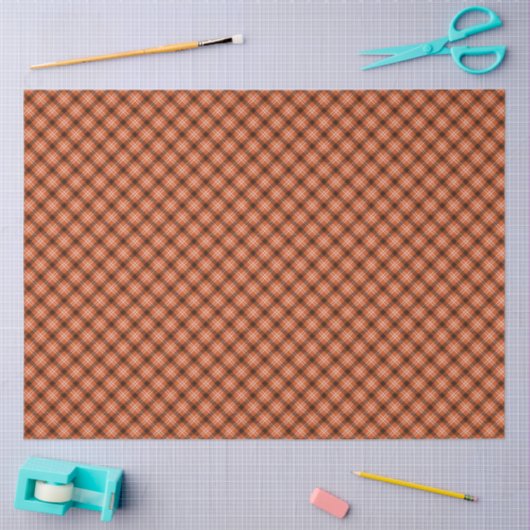 Black & Orange Gingham Tissue Paper 薄葉紙 (クラフト)
