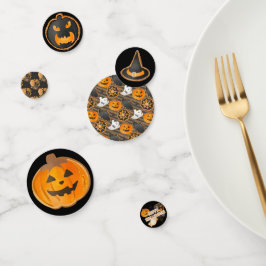 BLACK ORANGE HAPPY HALLOWEEN PUMPKINS BATS  コンフェッティ
