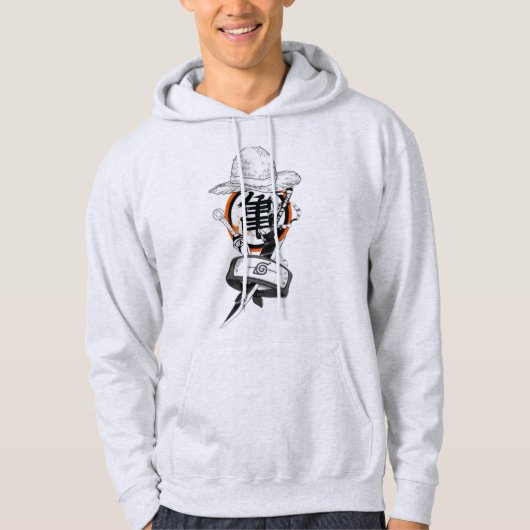 Black & Orange Kanji Character Graphic Hoodie パーカ (正面)