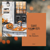 Black Orange Pumpkin Dog Happy Halloween シーズンカード