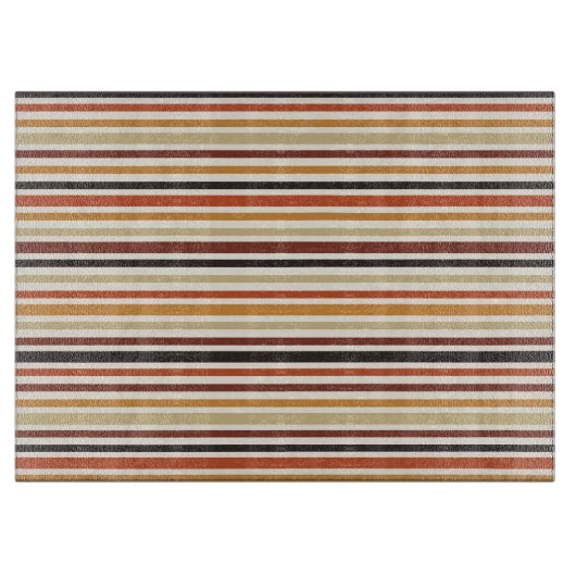 BLACK ORANGE RED BROWN FALL STRIPES カッティングボード (正面)