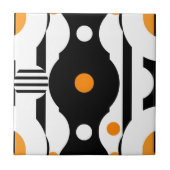 Black Orange Retro Mod Geometric タイル (正面)