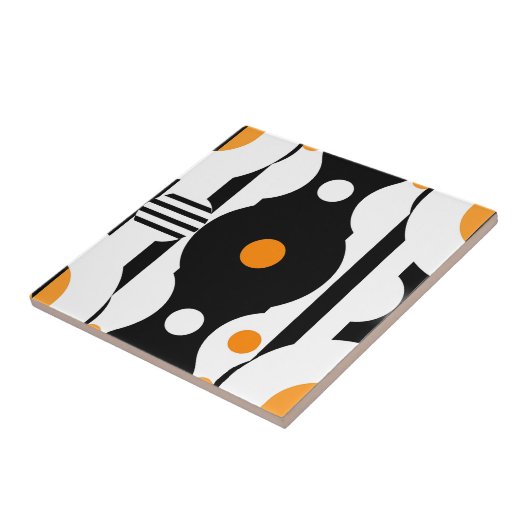 Black Orange Retro Mod Geometric タイル (側面)