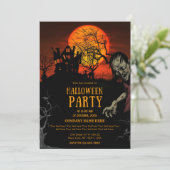 Black & Orange Simple Halloween Office Party 招待状 (スタンド正面)
