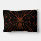 Black orange spider web Halloween pattern アクセサリーポーチ (裏面)