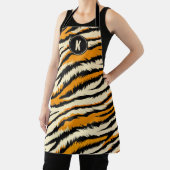 Black Orange Tiger Stripes Pattern Monogram エプロン (インサイチュ)
