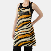 Black Orange Tiger Stripes Pattern Monogram エプロン (インサイチュ)