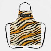 Black Orange Tiger Stripes Pattern Monogram エプロン (正面)