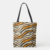 Black Orange Tiger Stripes Pattern Monogram トートバッグ (裏面)