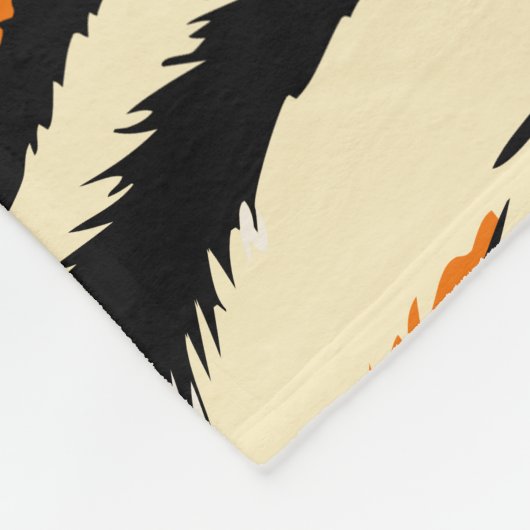 Black Orange Tiger Stripes Pattern Monogram フリースブランケット (角)