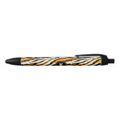 Black Orange Tiger Stripes Pattern Monogram 黒ボールペン (トップ)