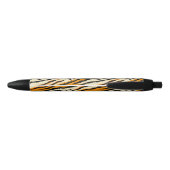 Black Orange Tiger Stripes Pattern Monogram 黒ボールペン (裏面)