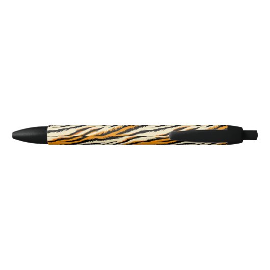 Black Orange Tiger Stripes Pattern Monogram 黒ボールペン (裏面)