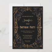 Black orchids Gothic Floral Birthday Invitation 招待状 (正面)