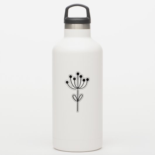 Black Outline Floral Design Transparent Custom Cut シール (ウォーターボトル)