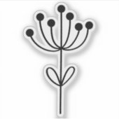 Black Outline Floral Design Transparent Custom Cut シール (正面)