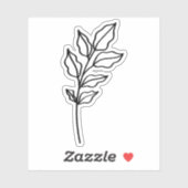 black outline Leaf Glossy White Vinyl シール (シート)