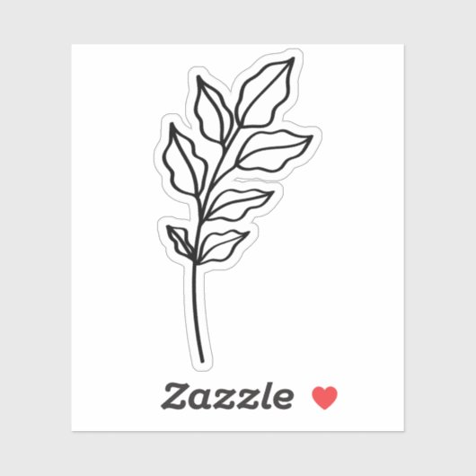 black outline Leaf Glossy White Vinyl シール (シート)