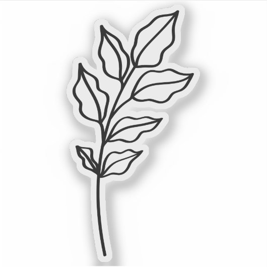 black outline Leaf Glossy White Vinyl シール (正面)