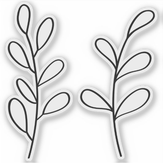 Black Outline Leaves, Two Custom Cut Small シール (正面)