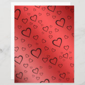 Black Outlines Hearts on Red Ombre Scrapbook Paper (正面/裏面)