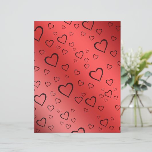 Black Outlines Hearts on Red Ombre Scrapbook Paper (スタンド正面)