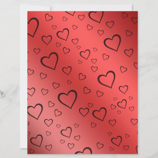 Black Outlines Hearts on Red Ombre Scrapbook Paper (正面)