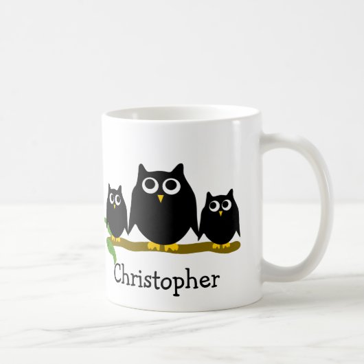 Black Owls Design Personalised コーヒーマグカップ (右)