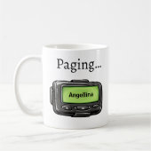 Black Pager Personalized Name Funny Gift Mug コーヒーマグカップ (左)