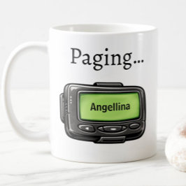 Black Pager Personalized Name Funny Gift Mug コーヒーマグカップ