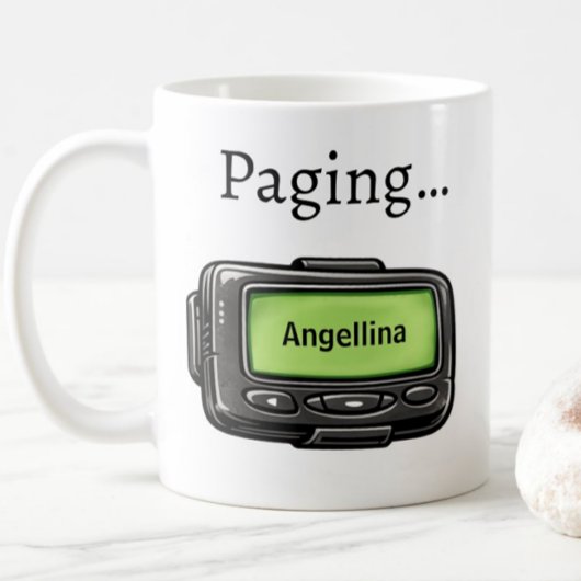 Black Pager Personalized Name Funny Gift Mug コーヒーマグカップ