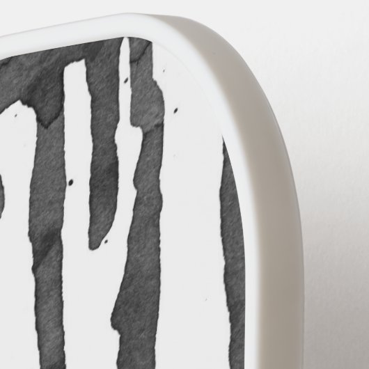 Black Paint Drop Stripes Pattern ピックルボールラケット (左詳細)