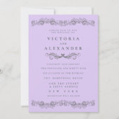 Black Pale Purple Flourish Any Time Wedding 招待状 (正面)