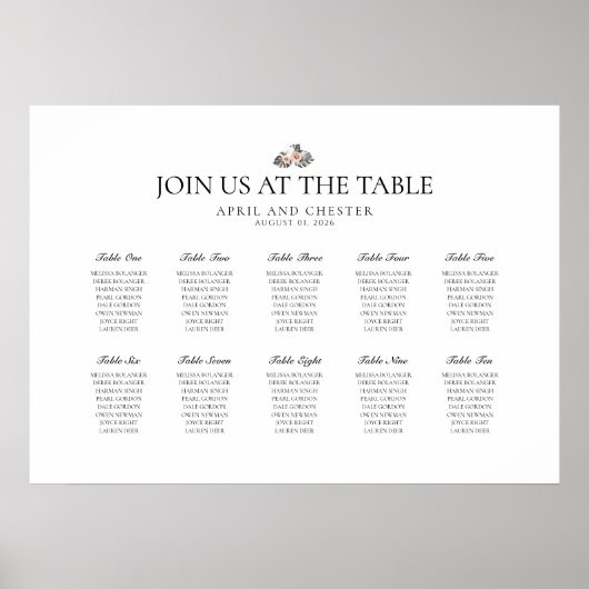 Black Palm Table Setting Chart ポスター (正面)