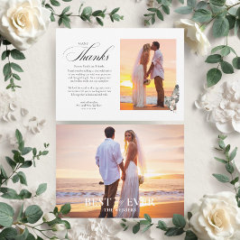 Black Palm Wedding Thank You Photo Card サンキューカード